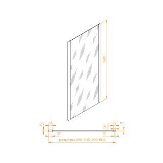 Боковая панель на ванну RGW Z-050-4B 352205408-14 80см чёрный